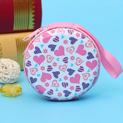 Kids Cartoon Print Round Coin Purse Mini Zipper Storage Box