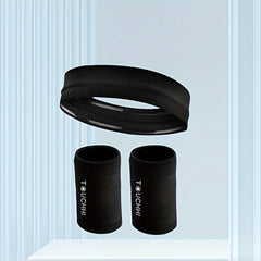 3PCS Sports Sweat Wristband & Headband Set Unisex