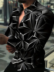 Geometric Print Men's Casual Button Up Shirt