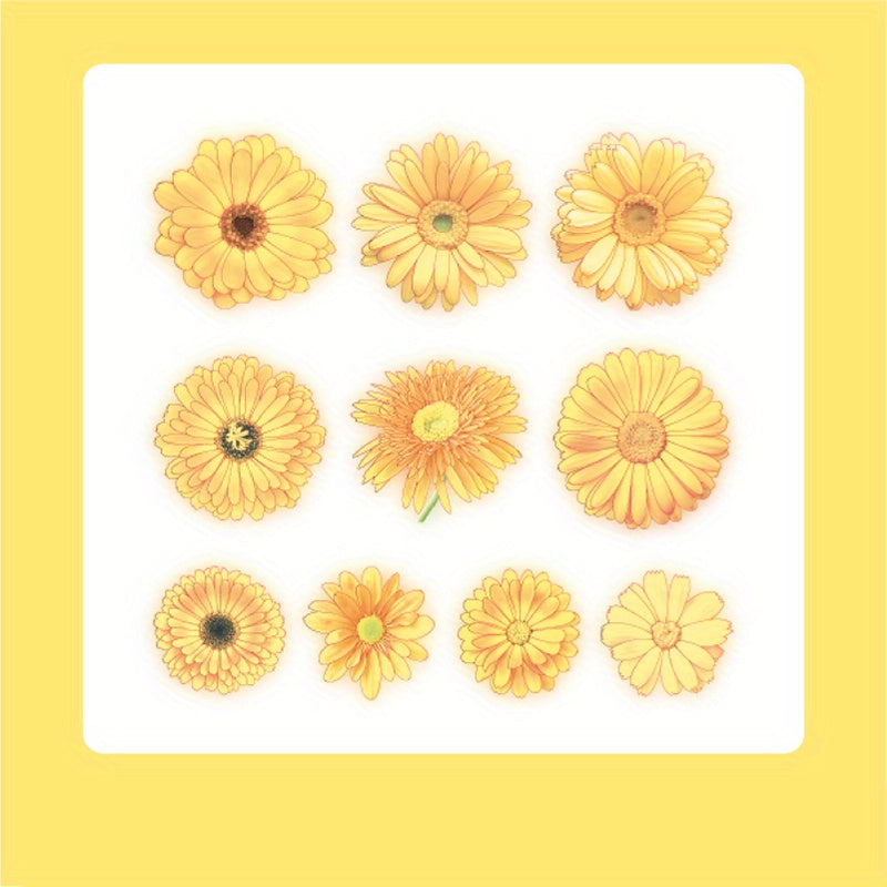 10PCS Flower DIY Paper Stickers Art Supplies PET DIY Decorative Planning