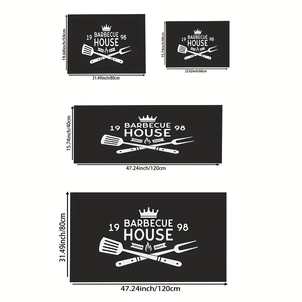 BBQ House Kitchen Mat English Letter Print Rug
