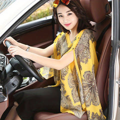 Paisley Print Chiffon Shawl Oversized Sunproof Bikini Cover Up