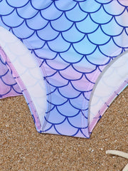Girls 3pcs Fish Scale Swimsuit Set for Vacation