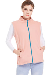 Sleeveless Stand Collar Jacket with Pockets Women's Outerwear