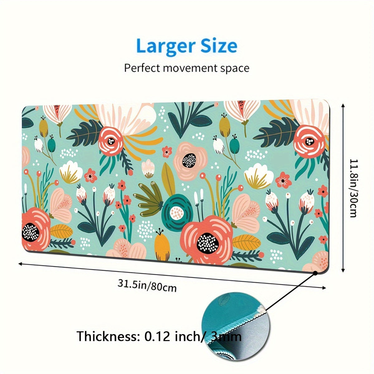 Large Gaming Mouse Pad 35.4in X 15.7in - Flowers Design