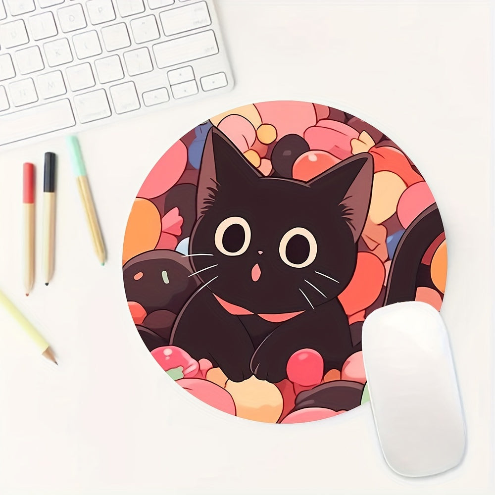Cat Pattern Round Mouse Pad Stylish Round Mousepad
