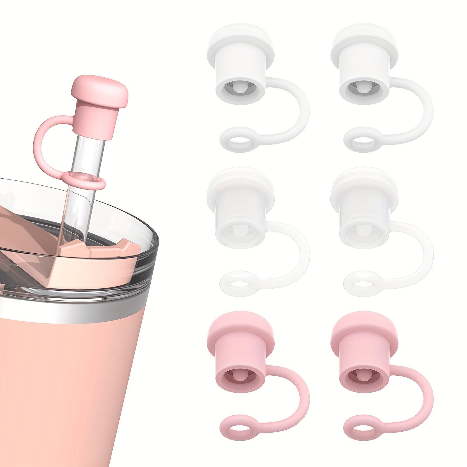 6pcs 6 10mm Silicone Straw Cap Dustproof Beverage Straw Tip Cover