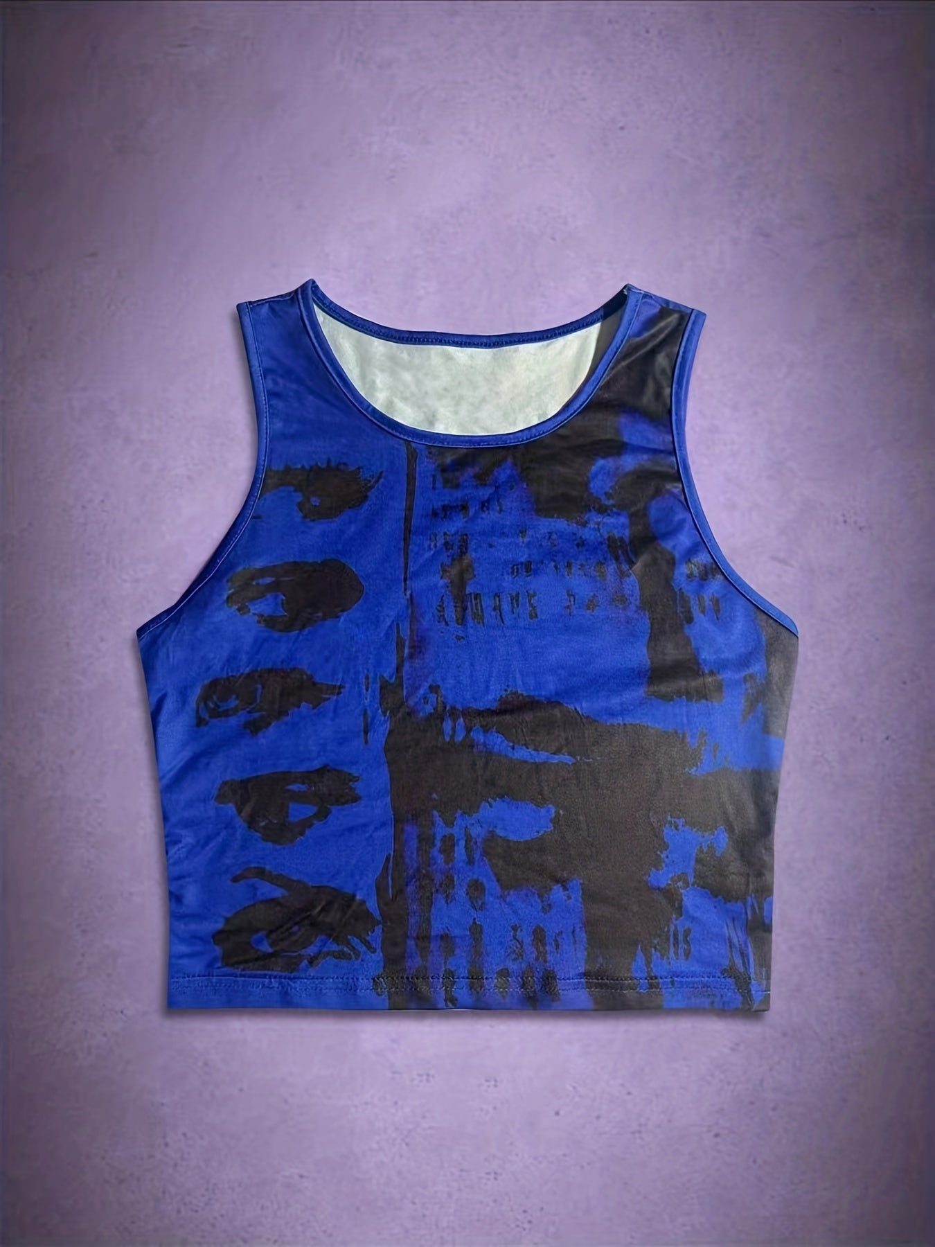Abstract Print Crop Tank Top for Women