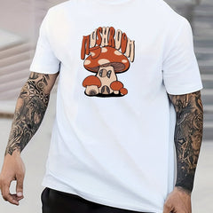 Cartoon Mushroom Print Men's Graphic T-shirt