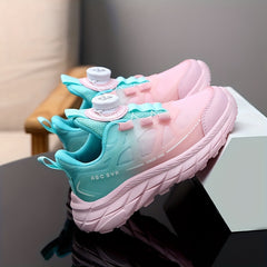 Boys' Low Top Sneakers with Rotating Button Breathable Running Shoes