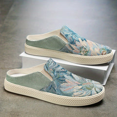 Men's Flower Print Slip On Loafer Shoes Casual Anti Skid Walking Shoes