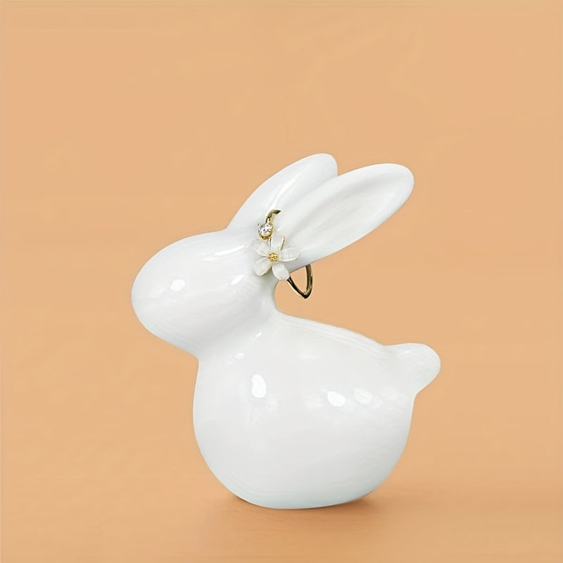 Bunny Ring Holder Ceramic Animal Jewelry Holder for Little Girl Women Home Decor