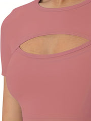 Hollow Out Skinny Short Sleeve Top Sports Yoga T Shirt