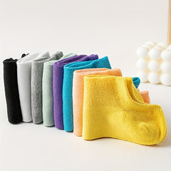 8 Pairs Solid Ankle Socks Soft & Lightweight All match Socks Women's Stockings