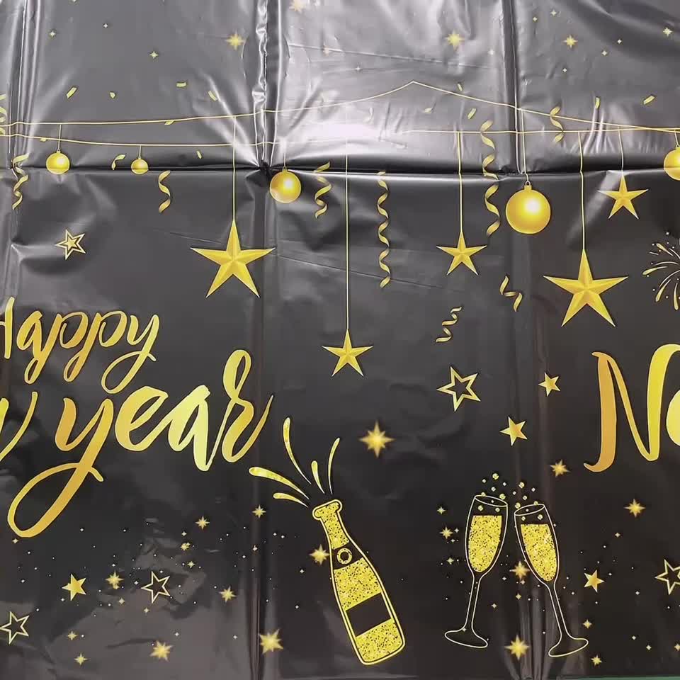 Happy Year Tablecloth Waterproof Party Table Decor