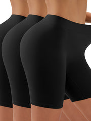 3pcs Seamless Solid Shaping Shorts Tummy Control Compression Butt Lifting
