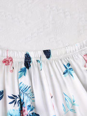 Flamingo Print Pajama Set Long Sleeve Buttons Top & Elastic Waistband Pants