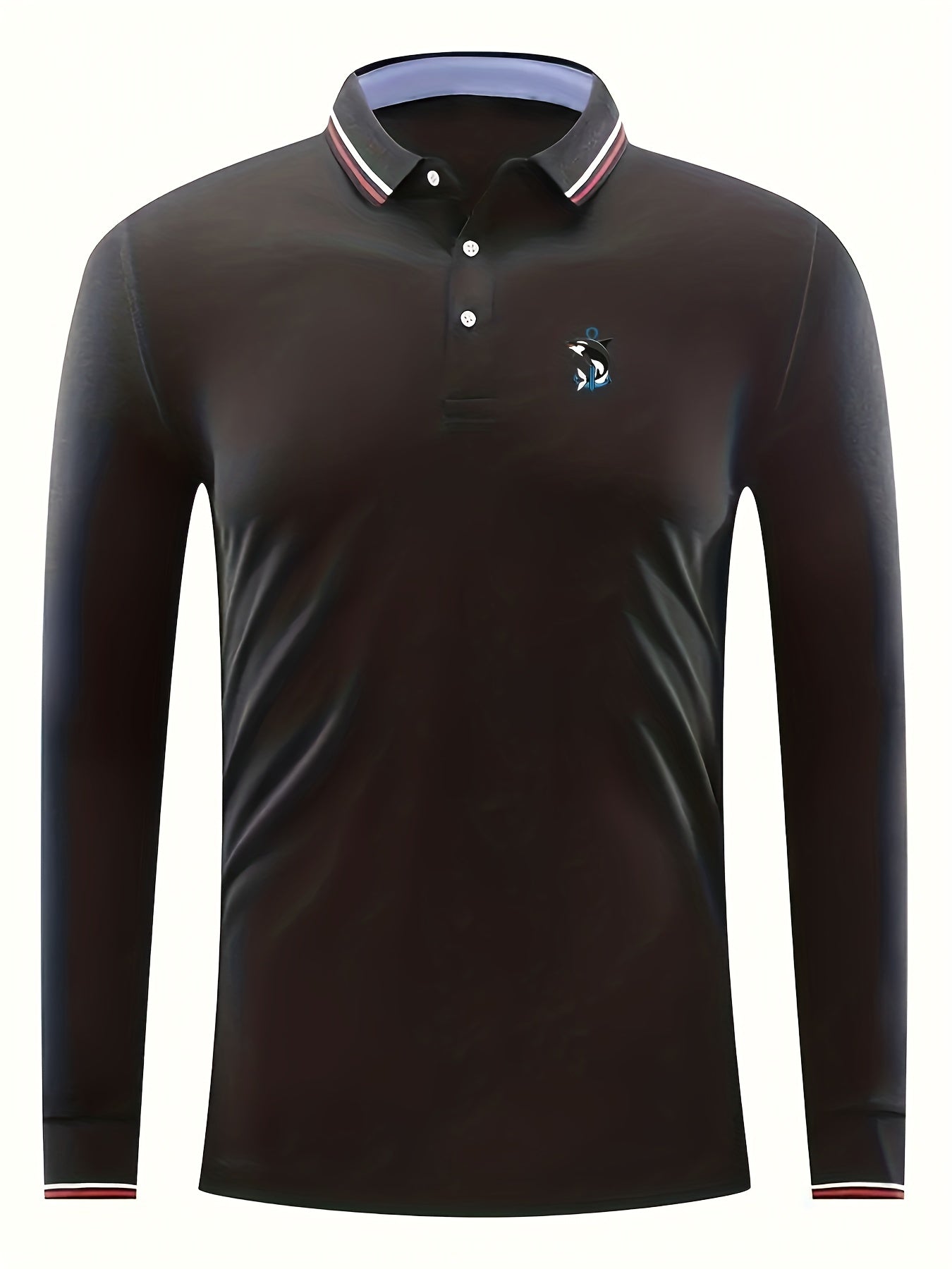Men's Vintage Shark Pattern Polo Shirt Casual Button Up Polo Shirt
