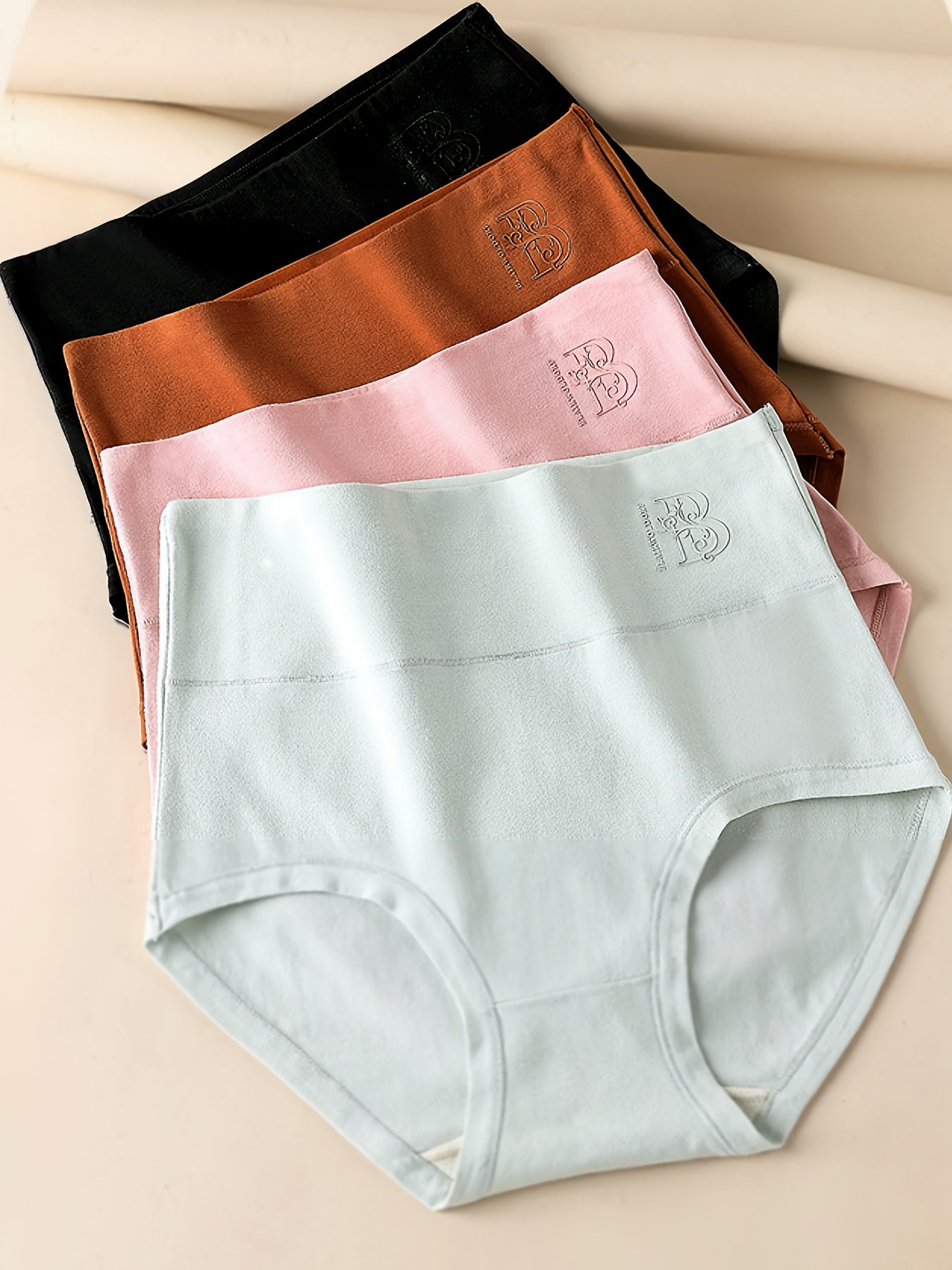 4pcs Solid Comfy Breathable Panties Women's Lingerie