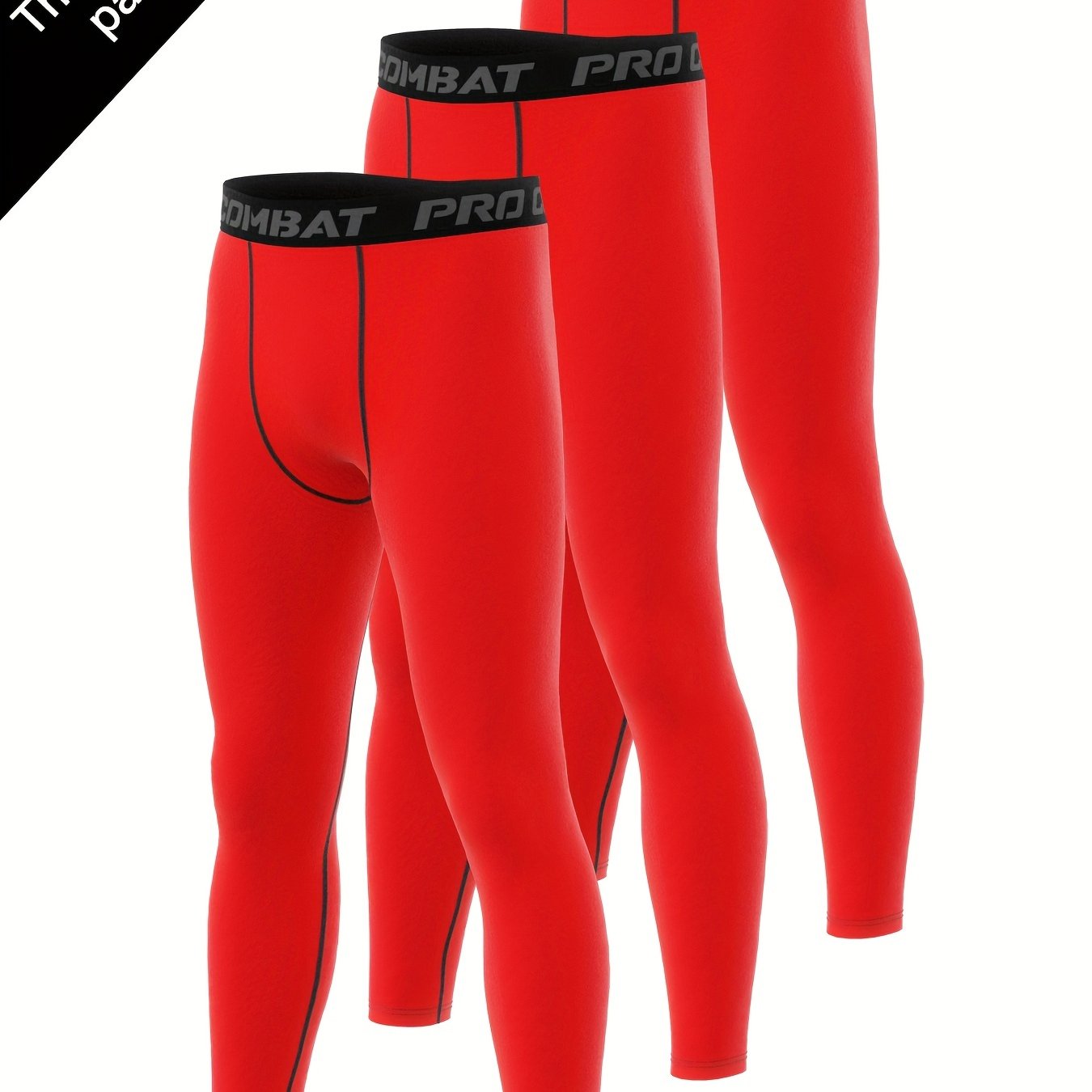 Men's 3pcs Solid Leggings Active Quick Drying Sports Compression Pants