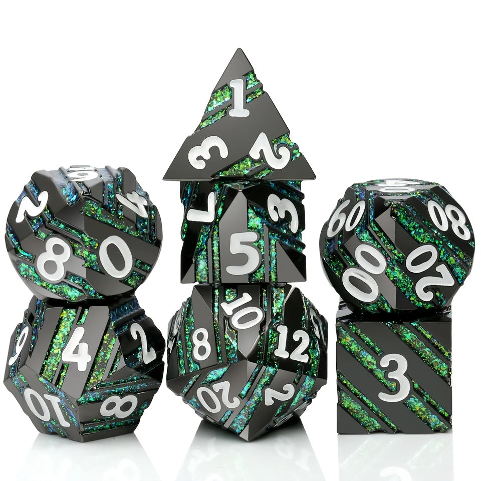 Striped Green Dice Metal Dice Gift For Halloween And Christmas