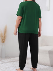 Casual Loungewear Set Women's Plus Letter Print Tee & Joggers