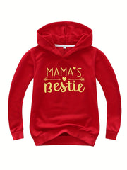 Kids Mama's Bestie Print Hoodie Pullover Sweatshirt