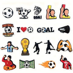 18pcs Football Shoes Charms For Bubble Slides Sandals PVC Shoe Decorations