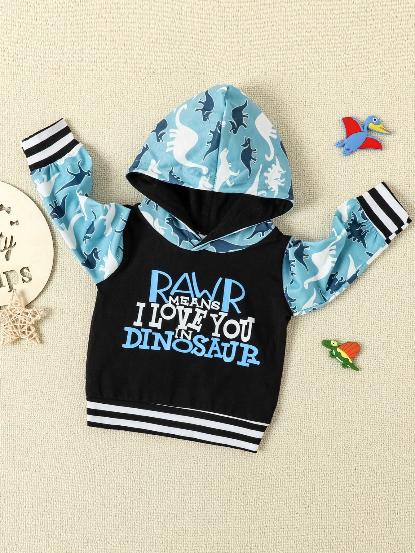 Boys Dinosaur Printed Hoodie & Pants Set Pop Casual Suit