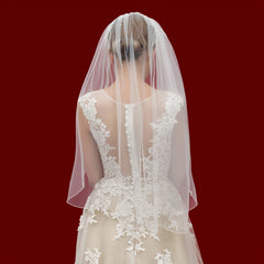 Handcrafted Beaded Edge Single Layer Bridal Veil with Comb
