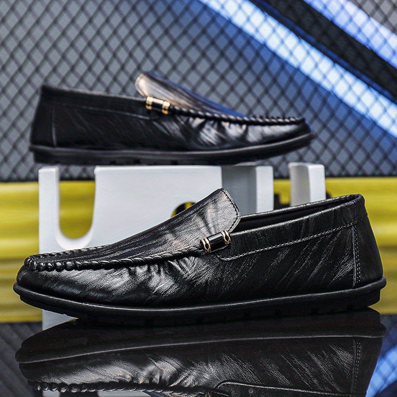 Men's Moc Toe Loafer Shoes PU Leather Slip On Shoes