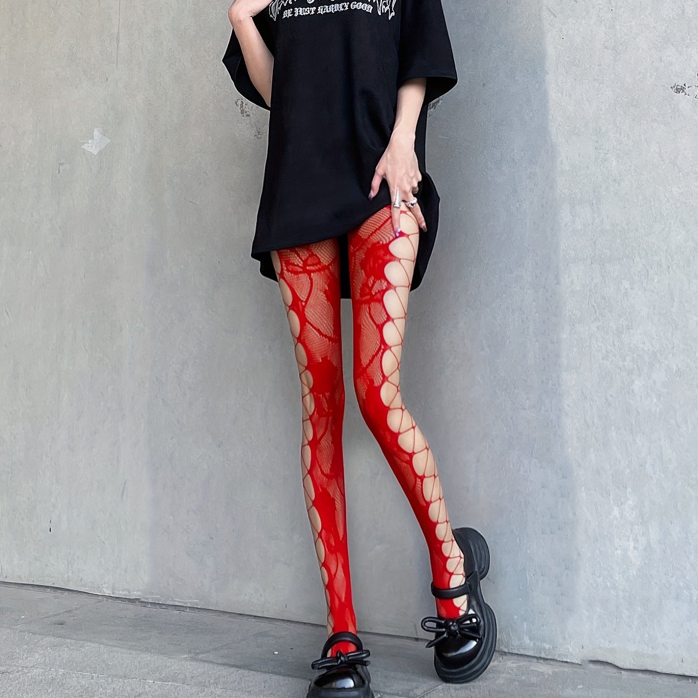 Jacquard Fishnet Tights Strappy Mesh Pantyhose Stockings