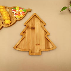 Christmas Tree Wood Serving Tray for Food and Drinks