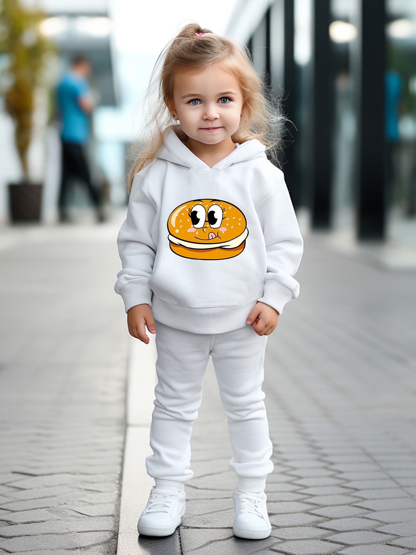 OERYUI Burger Print Hooded Pullover Pants Set For Sports