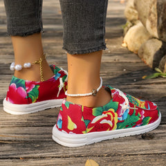 Floral Canvas Low Shoes Chinese Style Flats