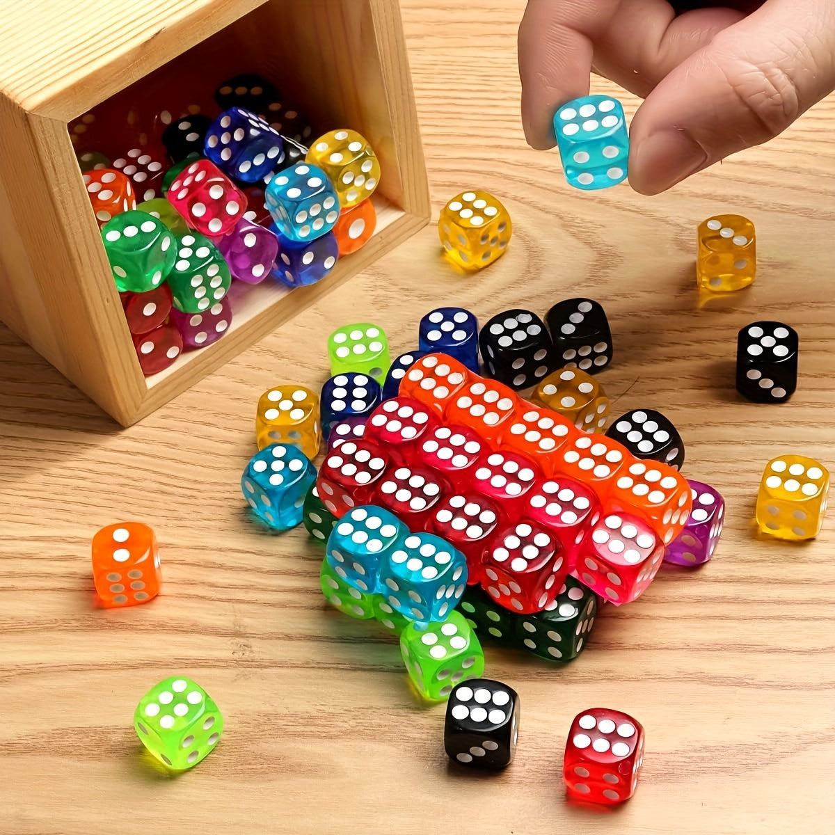 50pcs Multicolor Dice Set for Board Games 14mm, Math Learning Classroom