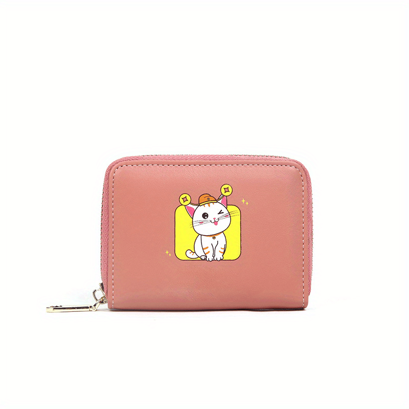 Cartoon Cat Coin Purse Girls PU Leather Zipper Small