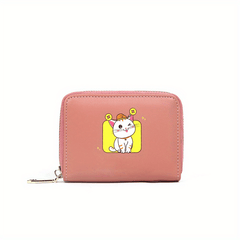 Cartoon Cat Coin Purse Girls PU Leather Zipper Small
