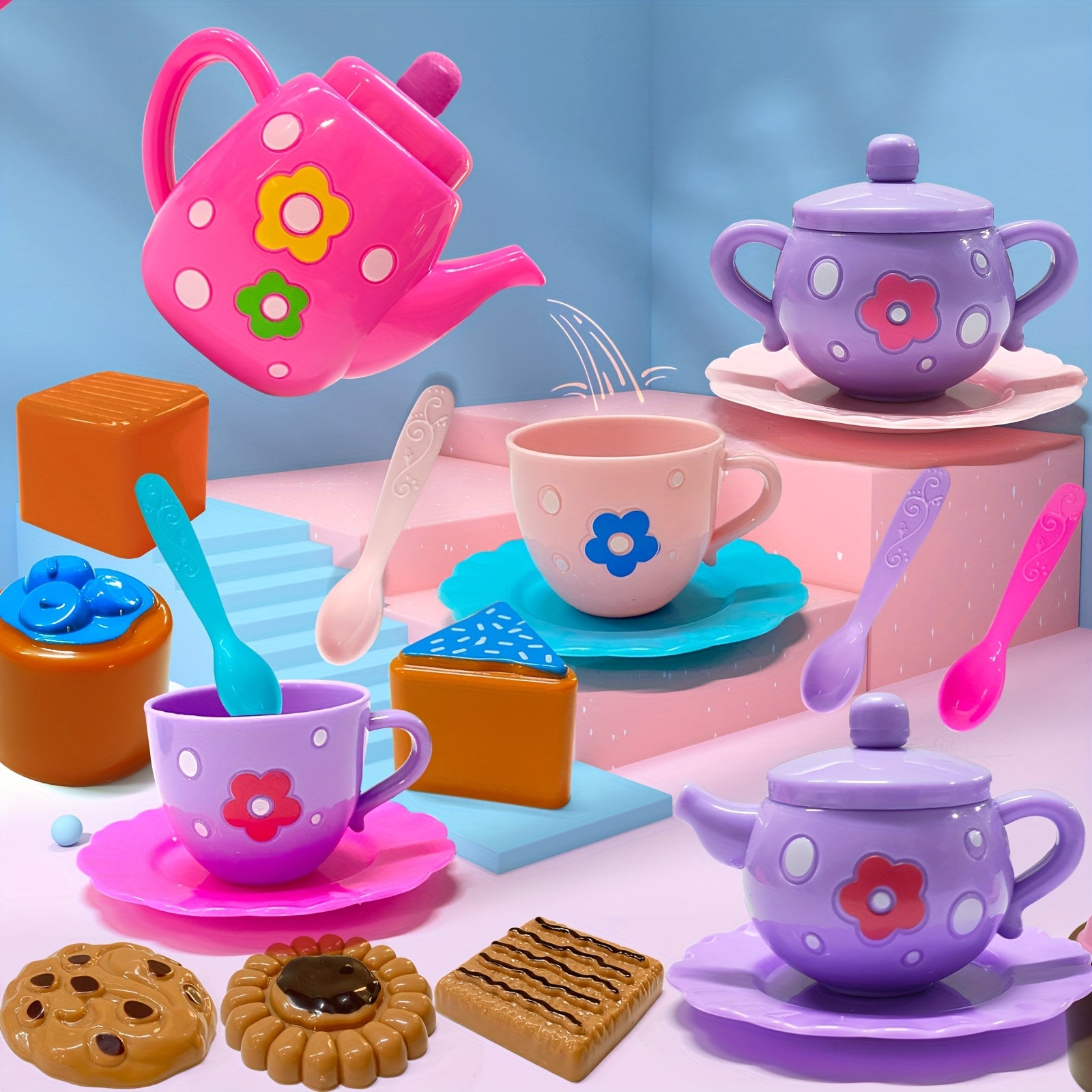 Princess Tea Party Play Set for Little Girls - Pretend Teapot & Cups
