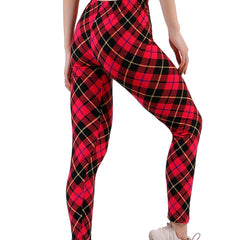 Women Camo Workout Leggings Plaid Skinny Adventure Leggings