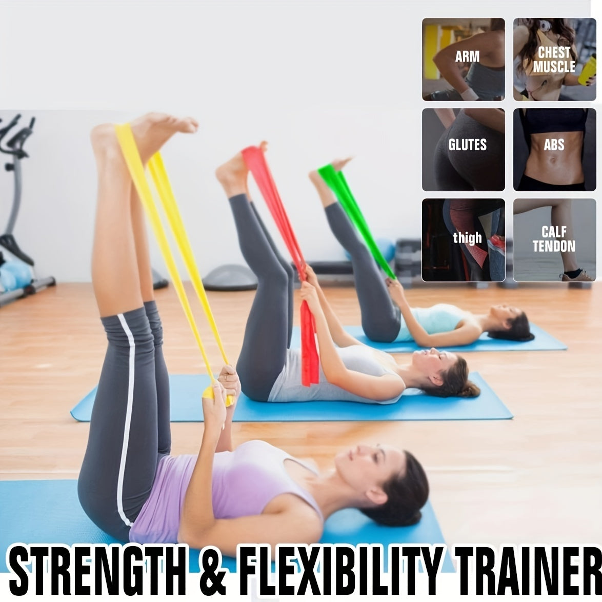 2pcs Yoga TPE Elastic Resistance Band for Therapy Pilates Fitness