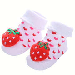 Striped Plush Doll Decor Floor Socks for Baby Boys and Girls
