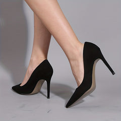 Solid Stiletto Heels Pointed Toe Suede Pumps Dress Heels