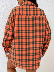 Plaid Button Up Long Sleeve Blouse