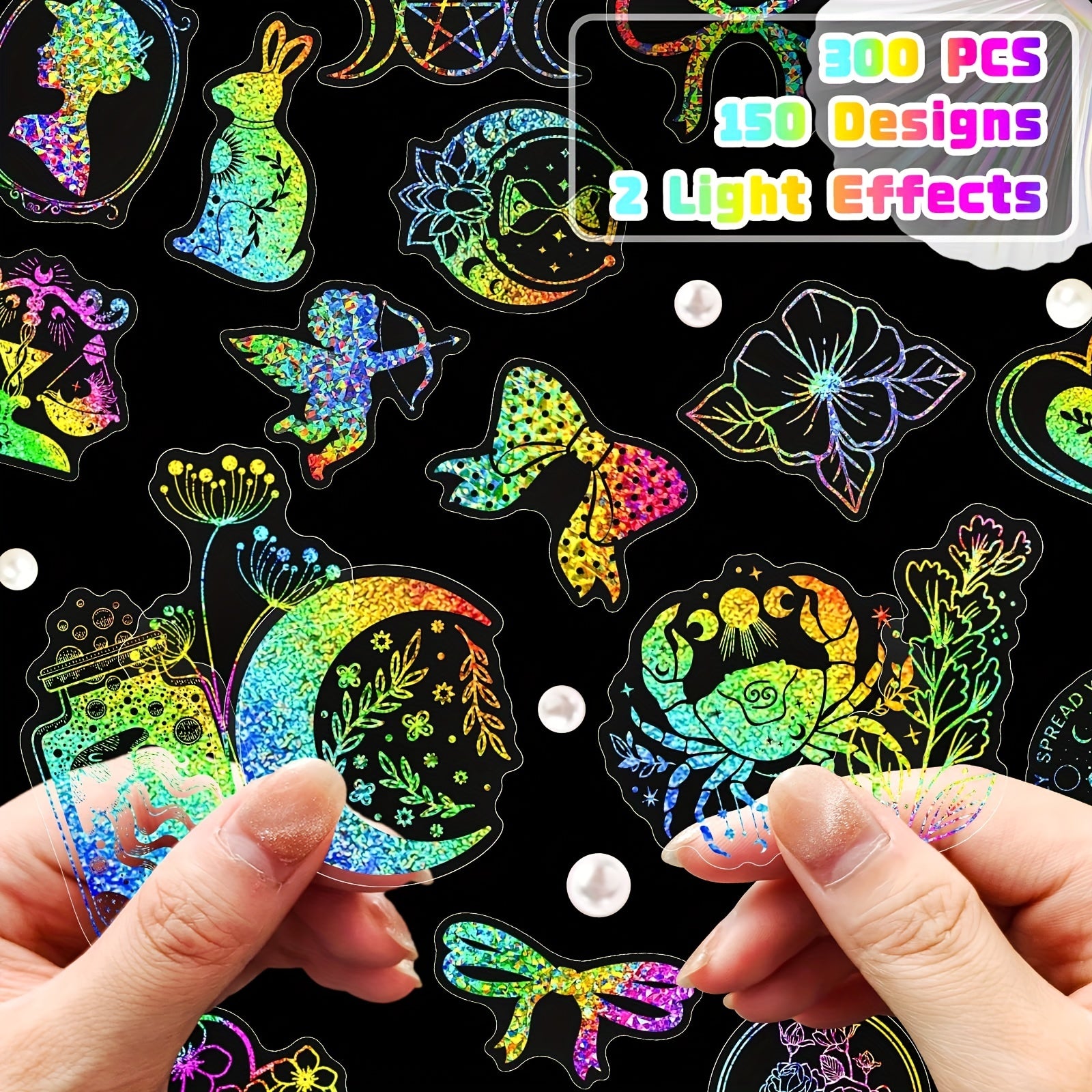 300pcs Holographic Butterfly Stickers for DIY Scrapbook Journal