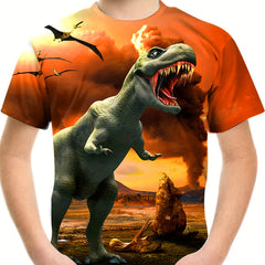 Apocalypse Dinosaur Print Tee for Boys