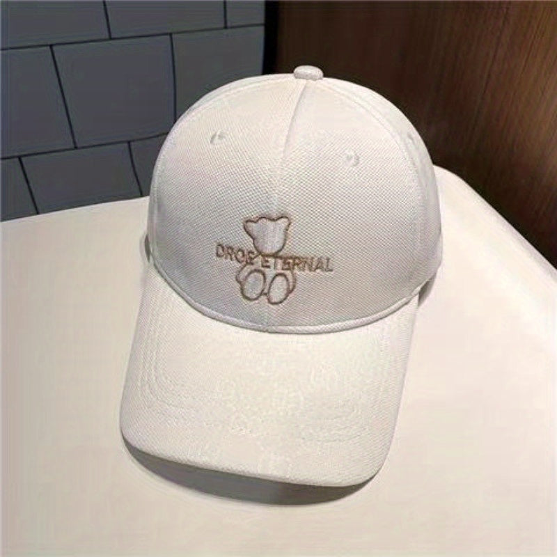 Bear Embroidered Baseball Cap Cotton Couple Dad Hats Casual Sun Hats
