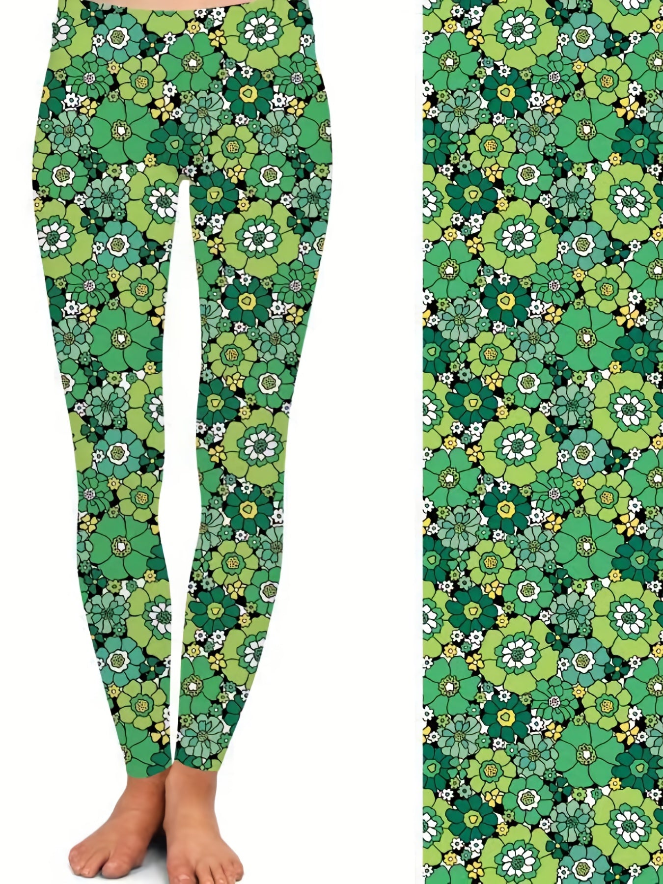 Floral Graphic Yoga Leggings High Stretch Printed Workout Pants