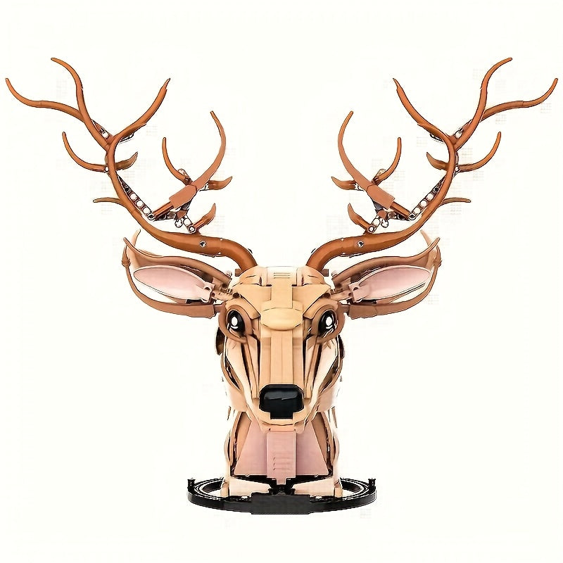 1072pcs DIY Deer Head Building Blocks Creative Animal Models Home Decor Pendants