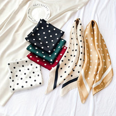 Satin Polka Dot Bandana Square Scarf Neckerchief Casual Head Wrap Hair Accessory